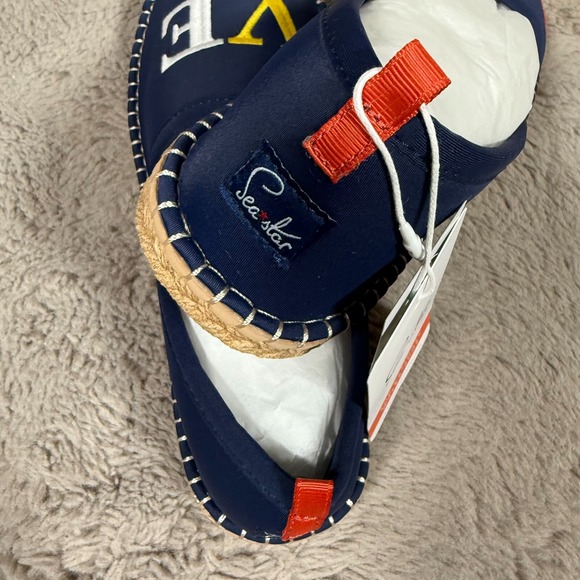NWT Seastar Beachwear 'Love' Beachcomber embroidered Espadrilles Shoes  W11 Navy - Picture 7 of 8